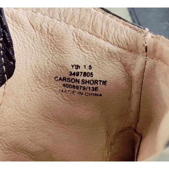 Kids Frye Black Leather Bootie Carson Shortie 13E Unisex Pull On Loops Western - Picture 12 of 13